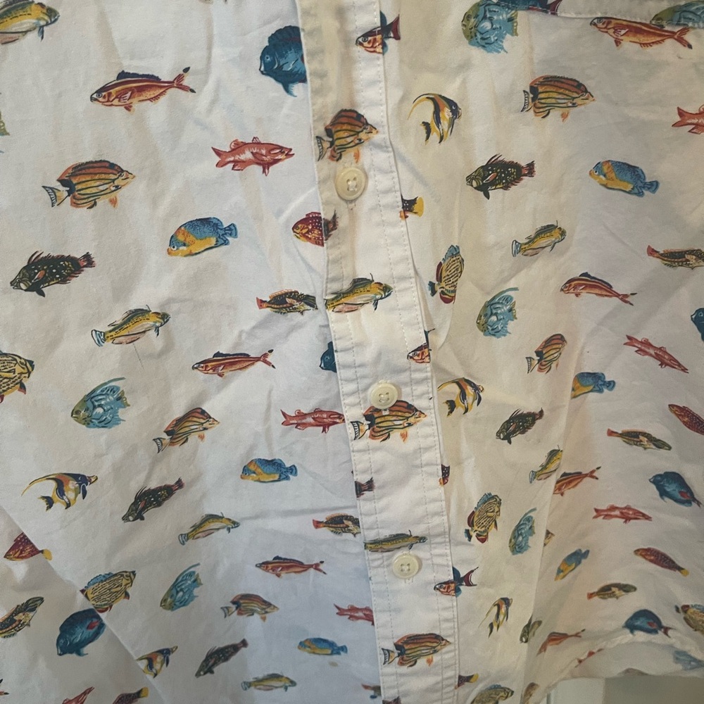 Vintage Chaps by Ralph Lauren camp shirt colorful fish